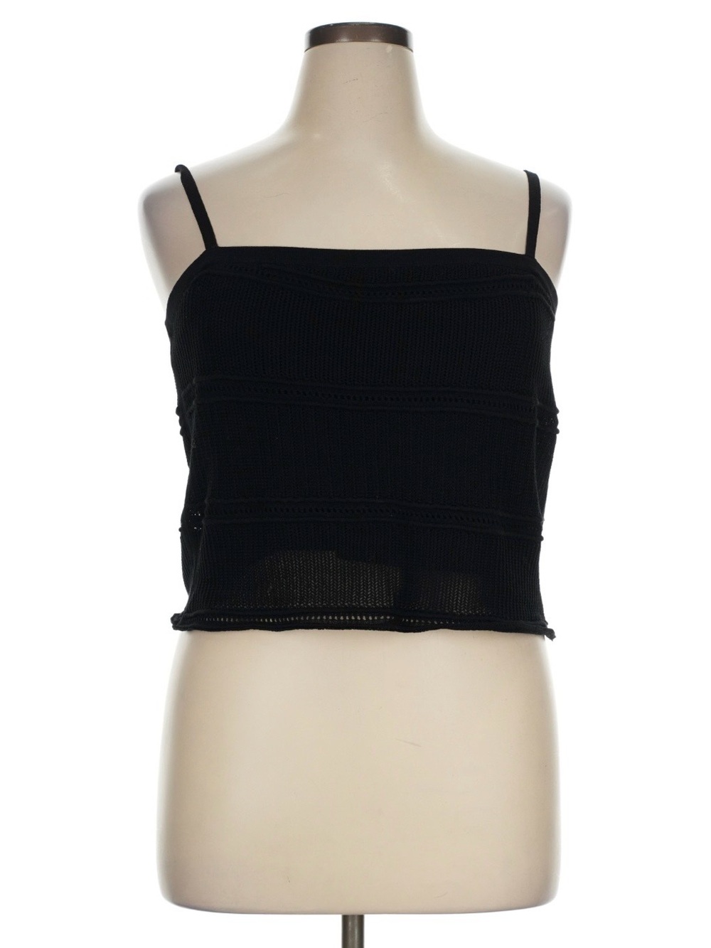 Z Supply Flynn Crochet Black Knit Cropped Tank Top